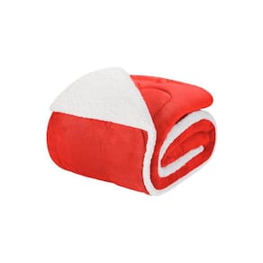 Edredom Solteiro Coberdrom Noruega Sherpa/Mantinha 1 Peça - Vermelho