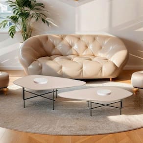 Conjunto Mesa de Centro Formato Orgânico Capri Off White
