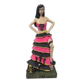 Escultura Pomba Gira Menina Vermelha E Rosa 15 Cm Em Resina