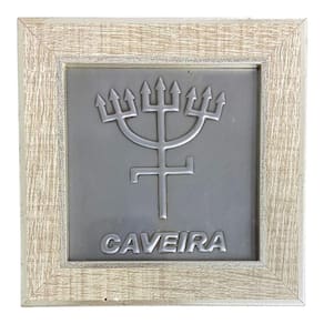 Quadro Exu Caveira Madeira Carvalho e Metal 13 x13 cm