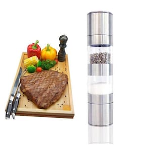 Moedor De Temperos Inox Duplo 2 Em 1 Sal E Pimenta..
