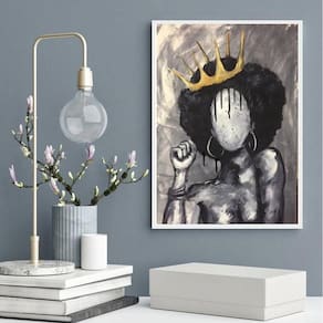 Quadro Decorativo Abstrato Negra Com Coroa 24X18Cm
