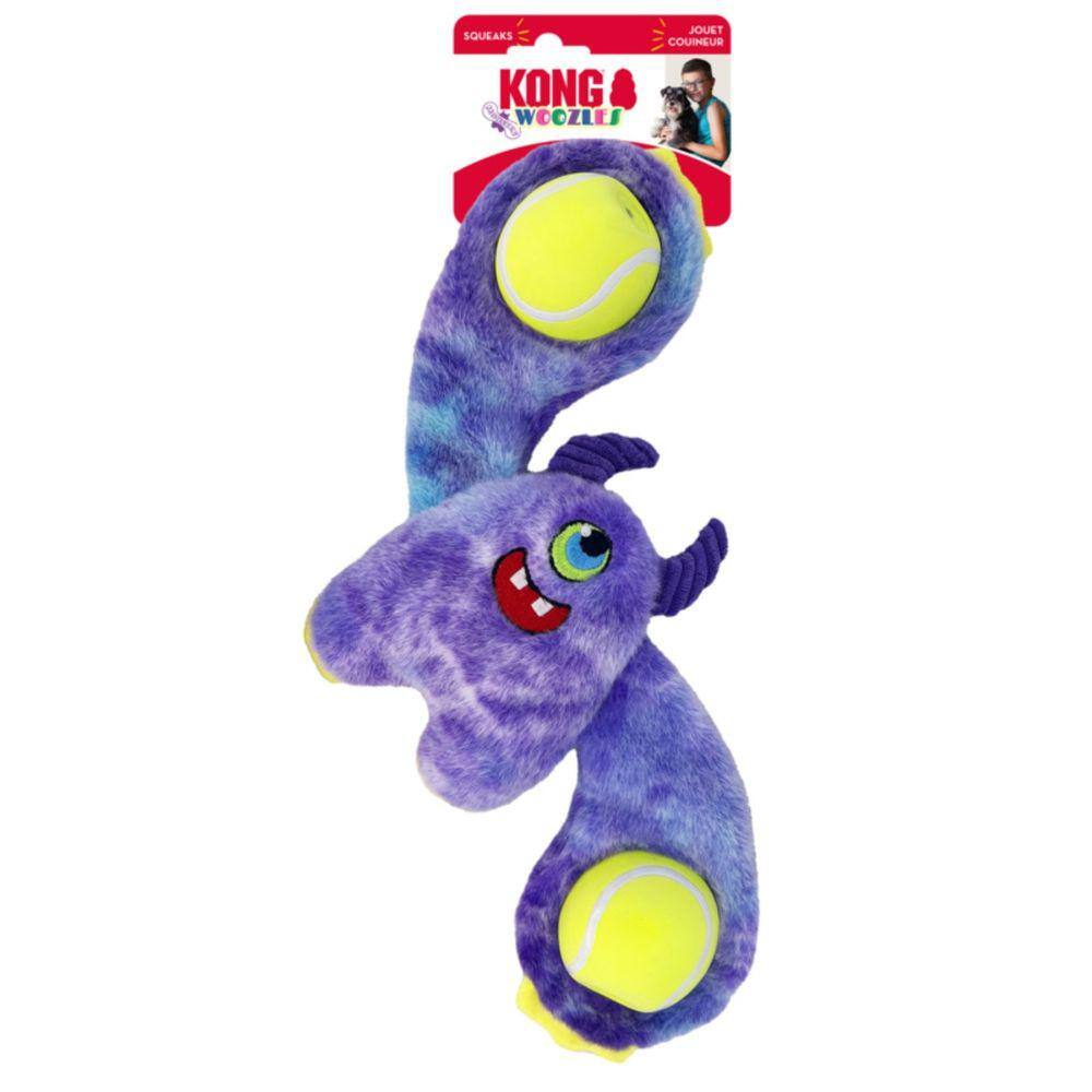 Brinquedo Pelúcia Kong Woozles Monster Com Apito Para Cães e Gatos - Roxo