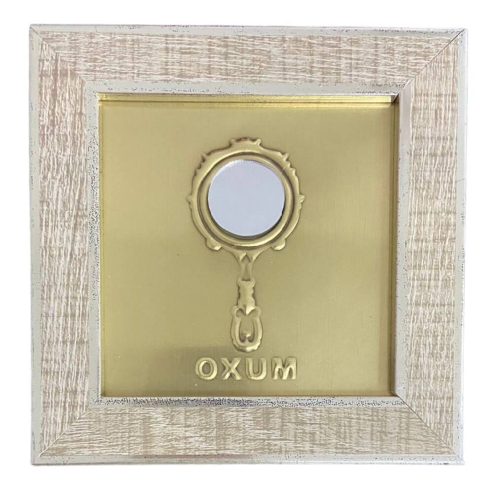 Quadro Oxum Orixá Madeira Carvalho e Metal 13 x13 cm