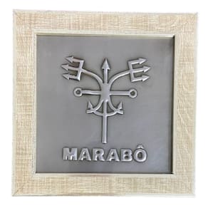 Quadro Exu Marabô Madeira Carvalho e Metal 18 x18 cm