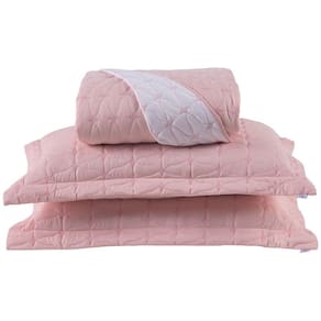 Cobre Leito King Cristal Percal 200 Fios Bordado 3 Peças - Rose