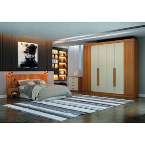 Guarda Roupa Casal 6 Portas 6 Gavetas - São Carlos-Cinamomo/Off White - Leifer Móveis