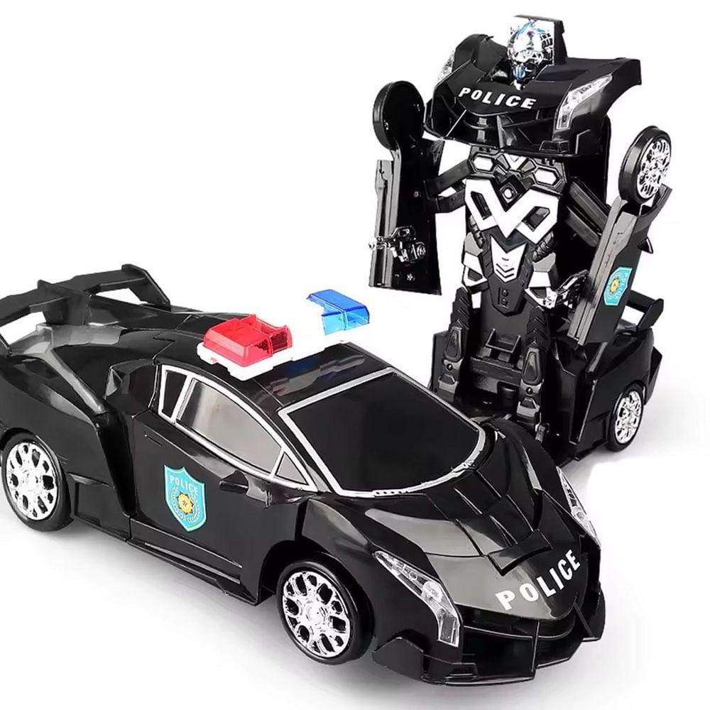 Brinquedo Infantil Carrinho Luz E Som Polícia Que Vira Robô