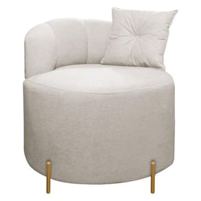 Poltrona Orgânica Grecia Redonda Pés Em Metal Bouclê Bege SOFA STORE