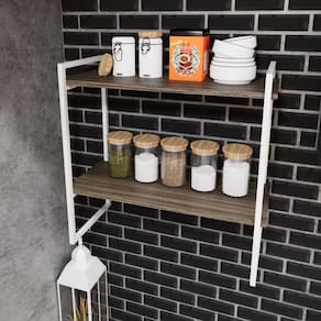 Prateleira Nicho Estilo Industrial Suspensa Teto Parede 60cm Branco