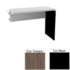 Mesa de Escritório Complemento 90 x 45 cm Pé Painel PE25 em MDP Cor Walnut e Base Preta