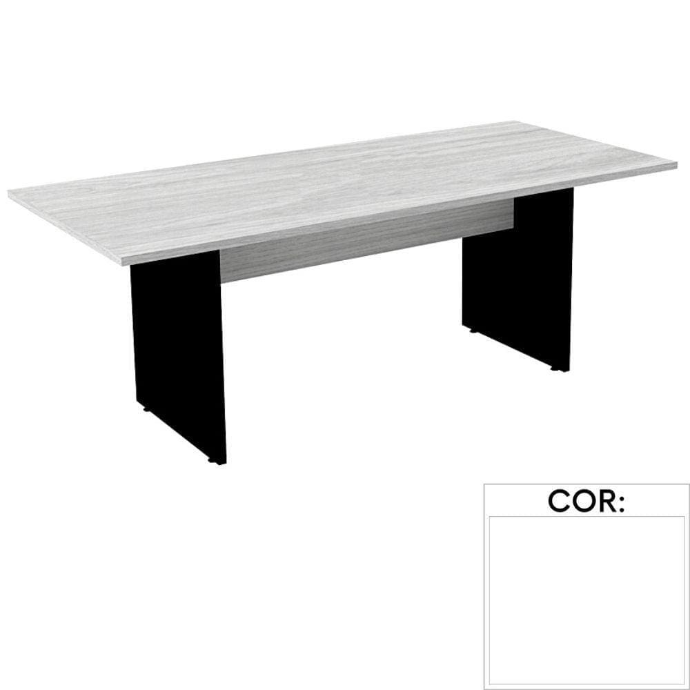 Mesa de Reunião Retangular 200 x 90 cm Pé Painel PE25 em MDP Branca com Base Branca