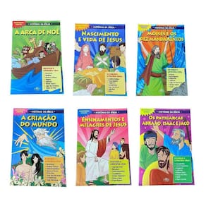 Livros Histórias Da Bíblia Passatempos Infantis - Kit 6Un
