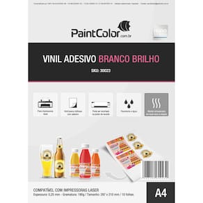 Vinil Adesivo para Laser Glossy Branco A4 10 folhas