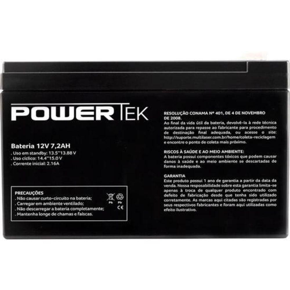 Bateria Selada 12V 7,2Ah EN014 Powertek [F002]