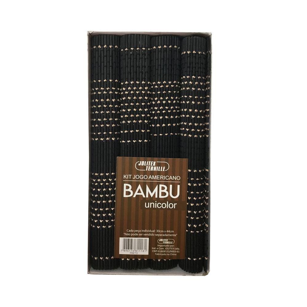 Jogo Americano Jolitex Bambu 4 Peças Preto