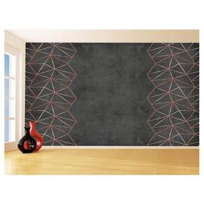 Papel De Parede 3D Concreto Linhas Dourado Rose 3,5M Kkt185
