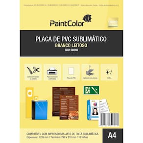 Placa de PVC Branco Leitoso Sublimático A4 10 Unidades