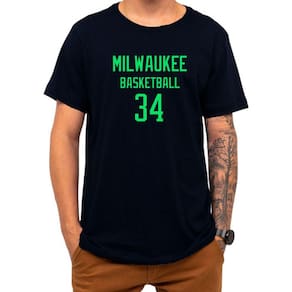 Camiseta Basquete Milwaukee Basketball Número 34 Esportiva