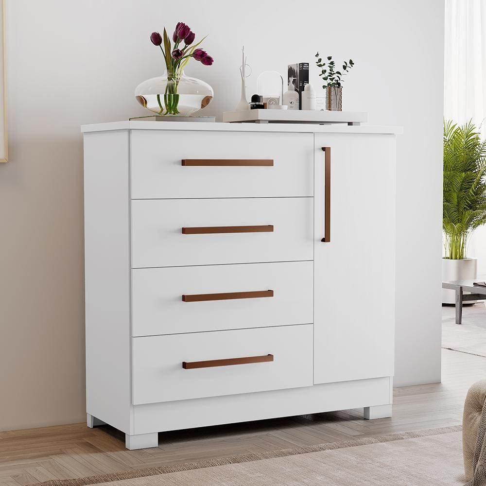 Cômoda 1 Porta 4 Gavetas Londres Notável Branco