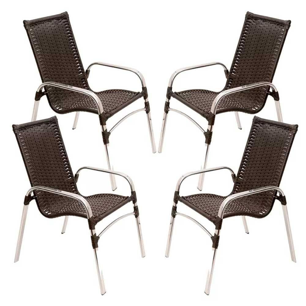 Kit 4 Cadeiras Emily Em Alumínio E Fibra