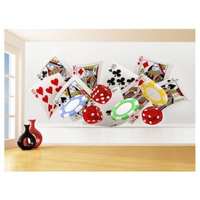 Papel De Parede 3D Salão De Jogos Cartas Poker 3,5M Jcs57