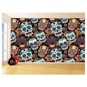 Papel De Parede 3D Textura Caveiras Mexicanas 3,5M Txt204