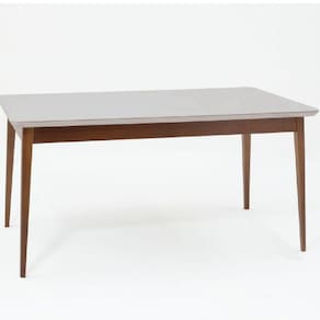 Mesa de Jantar 180x90cm Tampo em Vidro/mdf Onix Carmo Móveis Imbuia/Off White