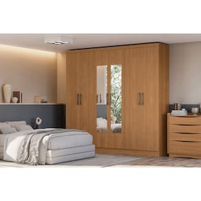 Guarda-roupa 6 Portas e 3 Gavetas Canela