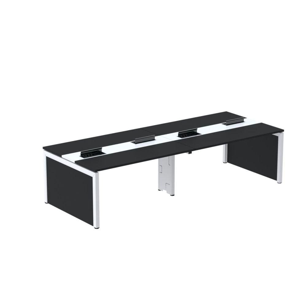 Mesa de Plataforma Dupla para 4 Pessoas Corporativa 110x140/4p Preto/Branco