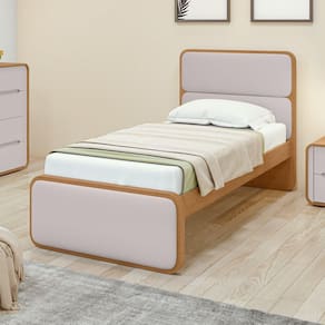 Cama Solteiro Loop Tecido Sintético Amêndoa Clean