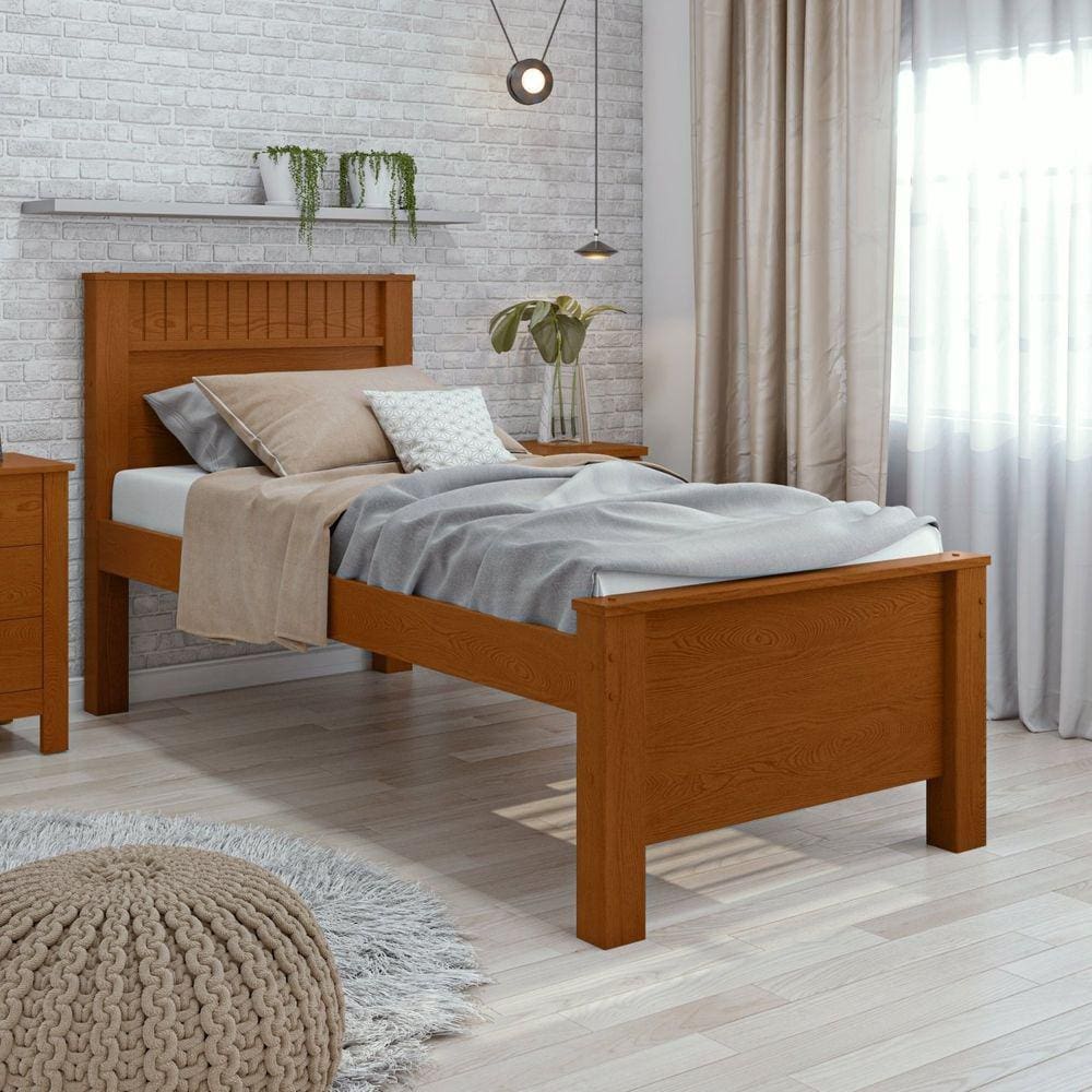 Cama Solteiro Athenas 205x112,5cm Frassino/Off White