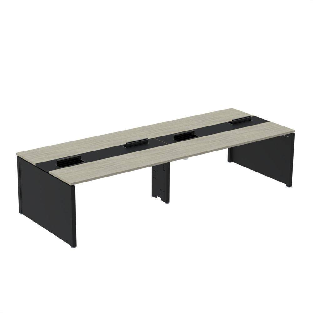 Mesa de Plataforma Dupla para 4 Pessoas Corporativa 140x140/4p Nogueira Casablanca/Preto