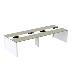 Mesa de Plataforma Dupla para 4 Pessoas Corporativa 140x140/4p Nogueira casblanca/Branco
