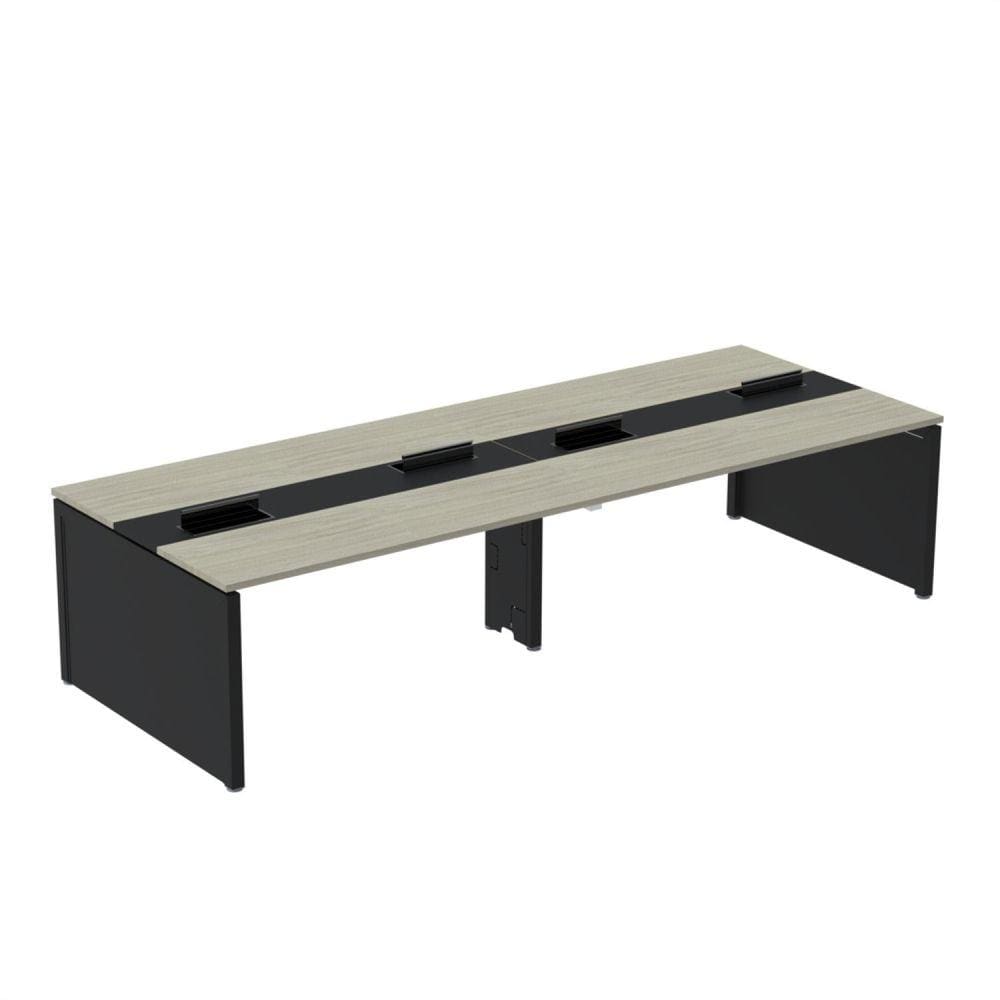 Mesa de Plataforma Dupla para 4 Pessoas Corporativa 220x140/4p Nogueira Casablanca/Preto
