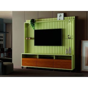 Estante Home para Tvs de até 60 Polegadas com 3 Gavetas Absoluto Ripado Off White/Naturale