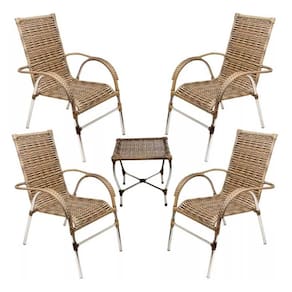 Kit 4 Cadeiras Vênus E Mesa De Centro Garden Capuccino