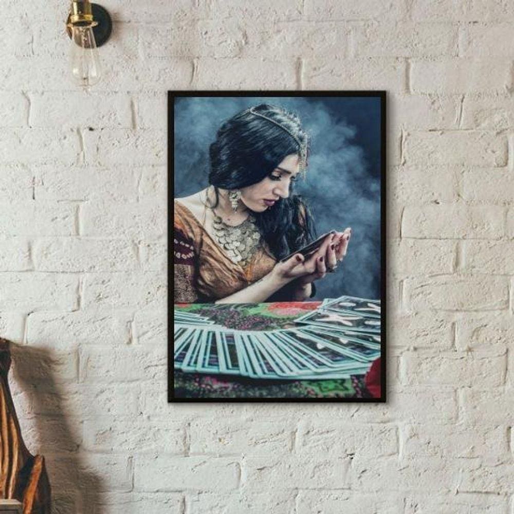 Quadro Vintage Cigana - Cartomante 24X18Cm - Com Vidro