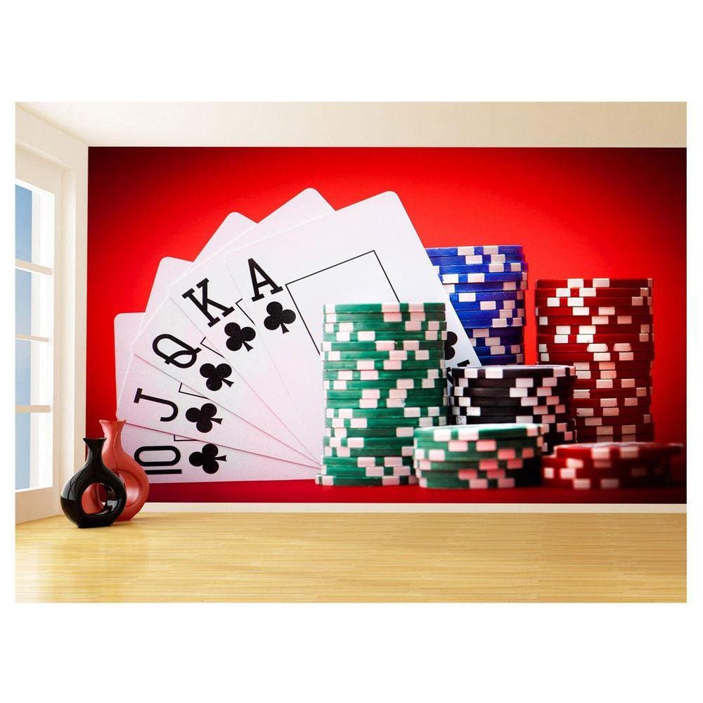 Papel De Parede 3D Salão De Jogos Cartas Poker 3,5M Jcs53