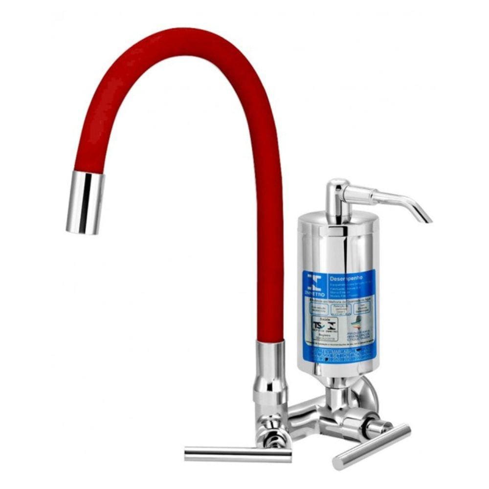 Torneira Cozinha Parede com Filtro Bica Articulável Omega C61 Vermelho