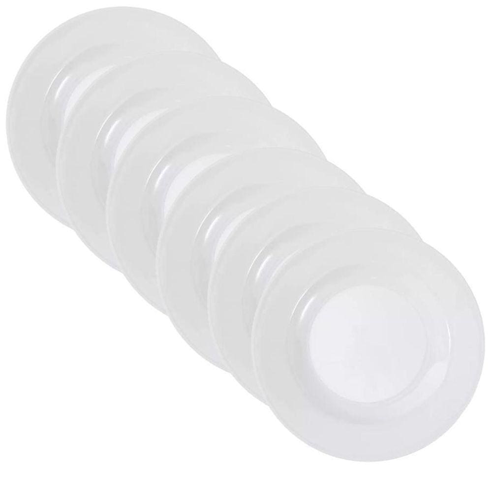 Kit 6 Prato De Melamina Sobremesa Redondo Branco 20Cm