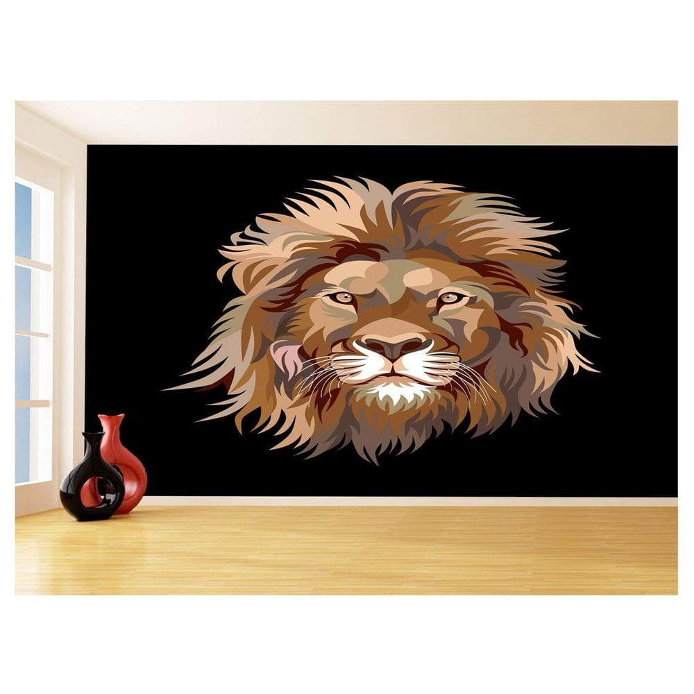 Papel De Parede Animais Leão Rosto Arte Cores 3,5M Anm495