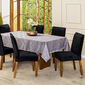 Kit Capas de Cadeira Jantar Lisa Splendore Ajustável com Elástico 08 Peças - Tecido Veludo Decoração Luxo Para Cozinha