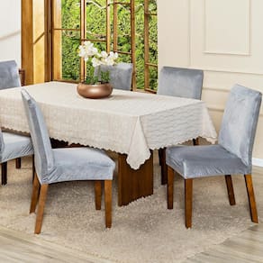 Kit Capas de Cadeira Jantar Lisa Splendore Ajustável com Elástico 08 Peças - Tecido Veludo Decoração Luxo Para Cozinha
