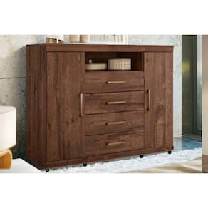 Cômoda de Quarto Master c/ 2 Portas 1 Nicho e 4 Gavetas Jatoba/Ebano - Santos Andirá