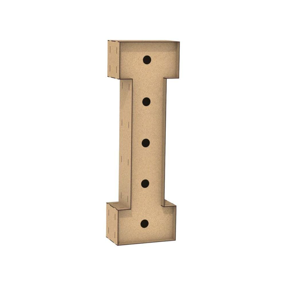 Letra Caixa Grande I Mdf 80Cm Altura Furo Lampada Iluminação