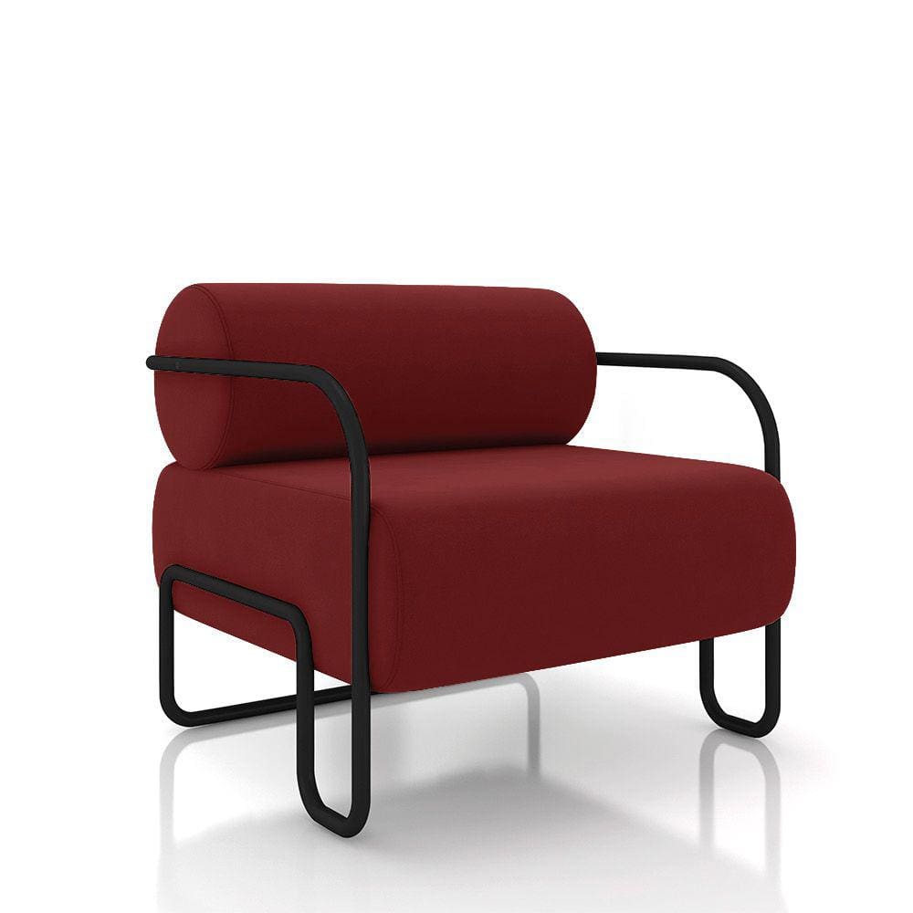 Poltrona Sala de Estar Industrial Preto Ameli Veludo Vermelho K01 - D`Rossi
