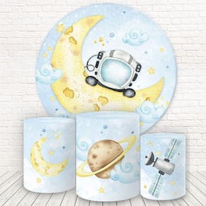 Painel Redondo E Capas 3D Sublimado Astronauta Fkpc-443
