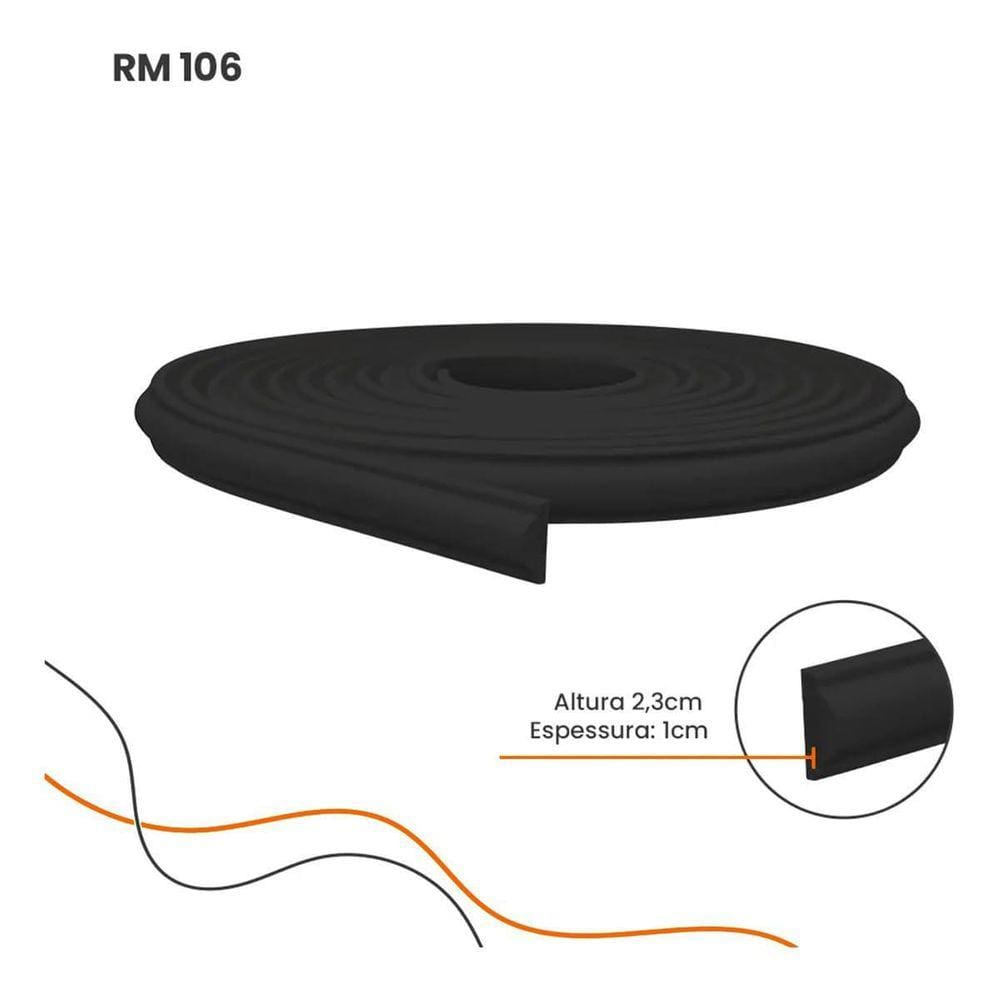 Boiserie Rodameio Eva Autocolante 2,3Cm Flex 10 Metros Preto
