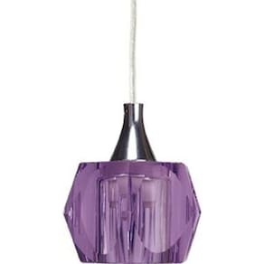 Pendente Lustre Demeter Unitário Cristal Lilás Sextavado Led